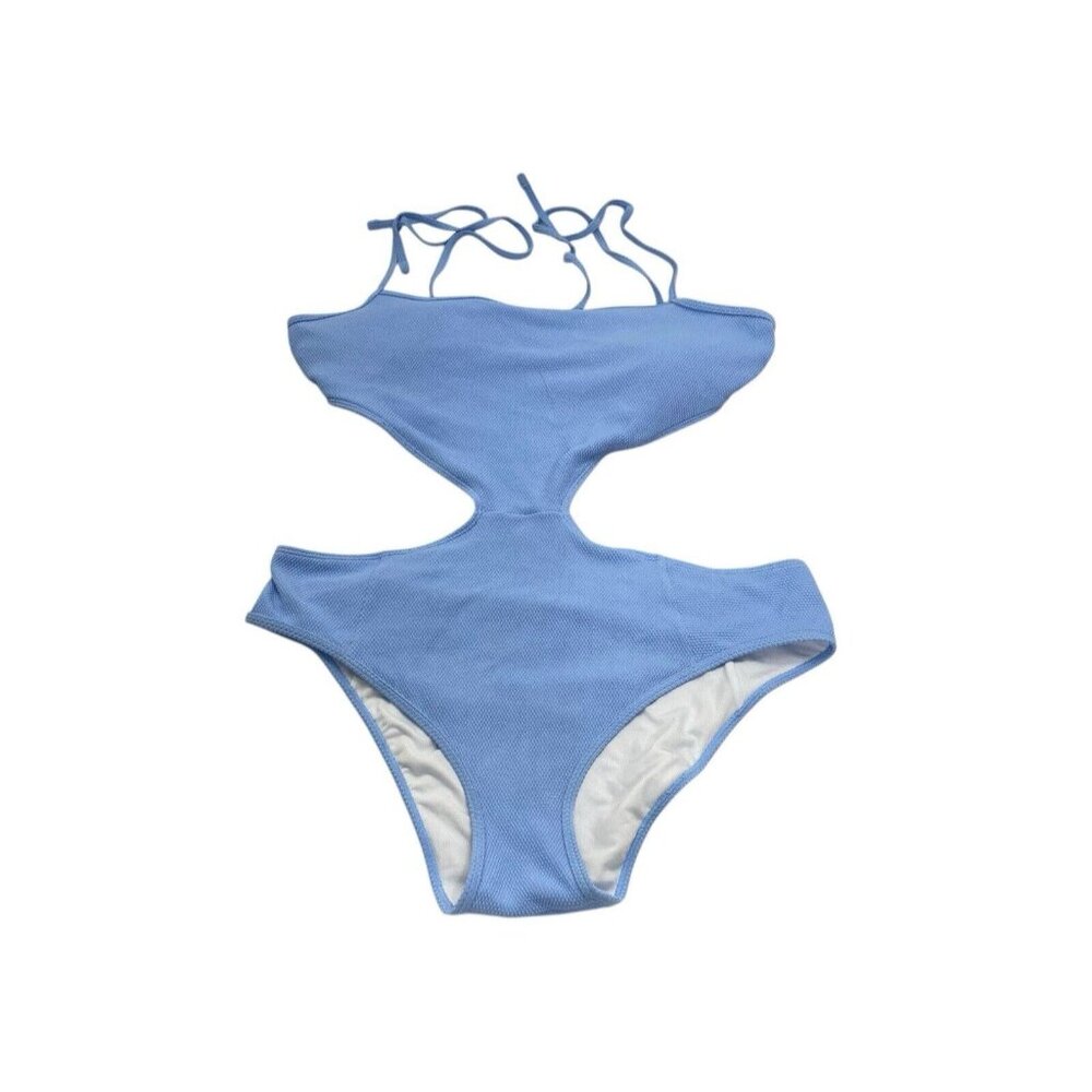 ABERCROMBIE FITCH Women Cut Out 1 Piece Swimsuit‎ Sz XL Blue Beach Pool 59-9
